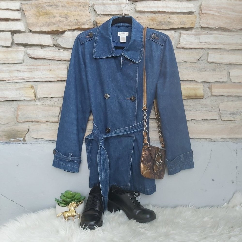 Northern Reflections Denim Jean Mini Trench Coat Jacket